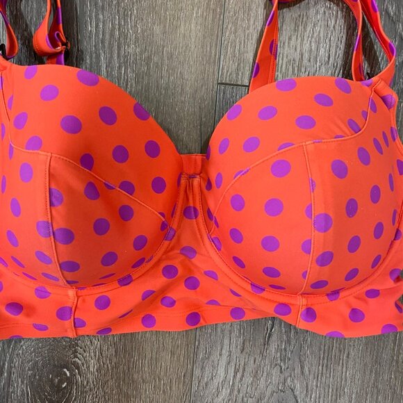 38 DDD super fun Hot Pink W/Purple Polka Dots Wide bands for support - Picture 2 of 5